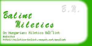 balint miletics business card